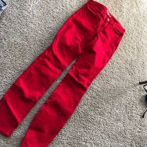 Red Guess straight skinny jeans